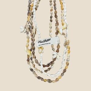 Hilo Hattie Natural Sea Shell Multi Strand Lei Necklace Hawaiian Beachy Boho